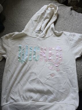 Kids Wicked White Hoodie Top with Iridescent 'Wicked' Graphic